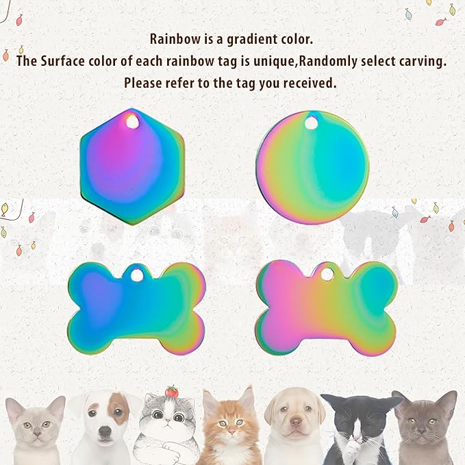 Personalized Pet ID Tags, Customizable Hexagon, Bone and Round Shapes, Multiple Designs with Mountain, Floral, and Night Sky Patterns, Stainless Steel Dog and Cat Tags (Circle)