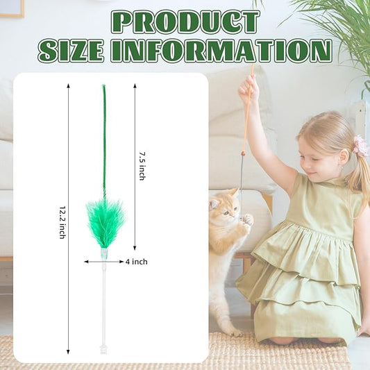 Lewtemi 9 Pcs Cat Toy Replacement Feather Wands Bulk Replacement Feather Sticks for Hide and Seek Cats Interactive Toys Indoor for Indoor Kitten