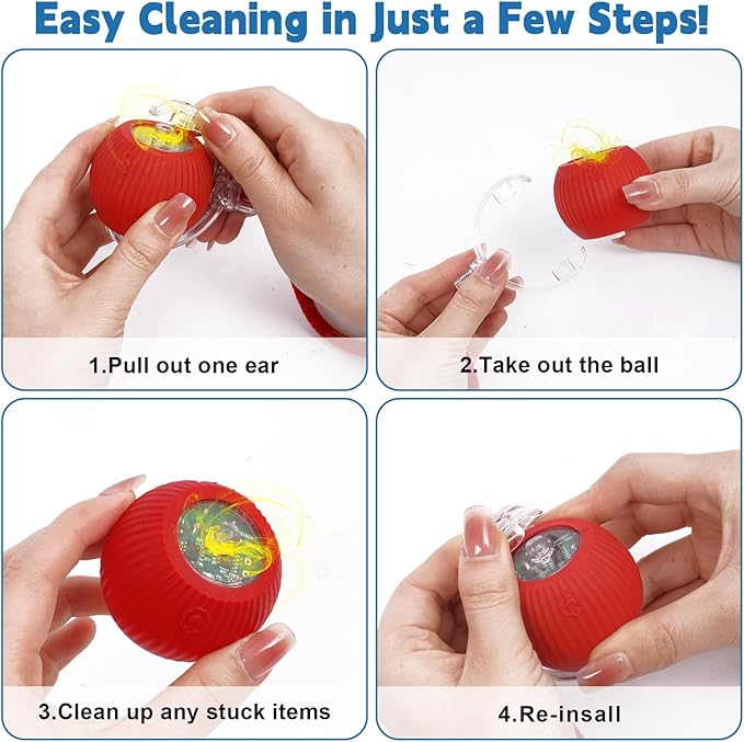 Moterej Interactive cat Toys for Indoor Cats, Speedy Tail 3.0 Cat Toy, Motion Activate cat Toy Ball,Automatic Toys for Bored Indoor Cats, Speedy Tail 2.0 Cat Toy, Rechargeabl(Red)