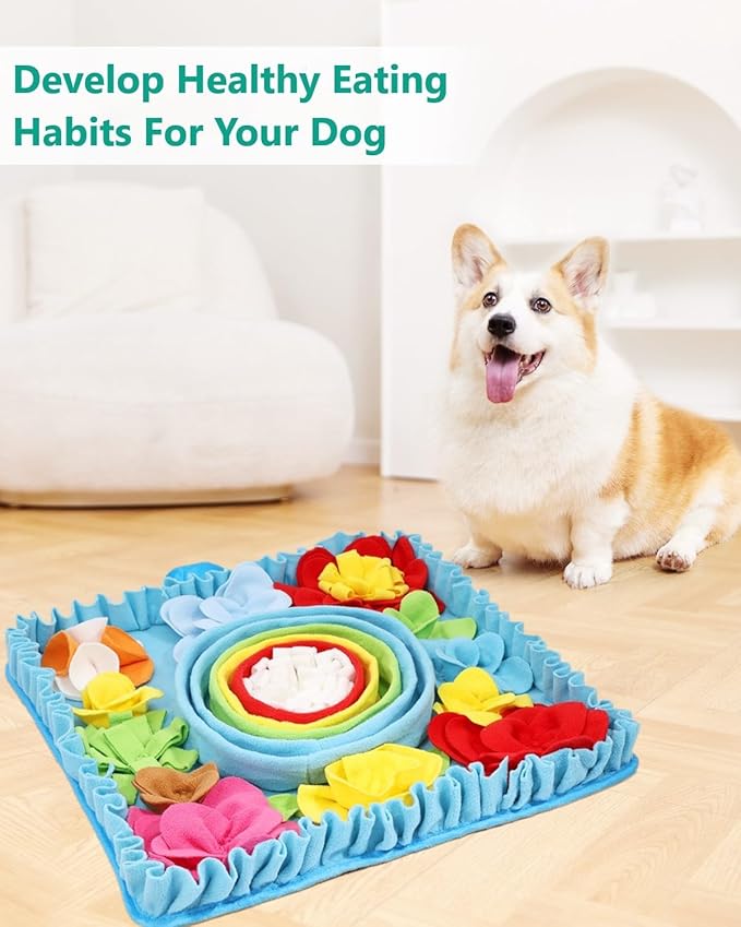 ORIA Snuffle Mat for Dogs, 20x20'' Slow Feeder Mat for Mental Stimulation & Boredom, Dog Puzzle Toy & Rabbit Foraging Mats with Anti-Slip Bottom for Small Medium Large Dogs Puppies Cats Rabbits