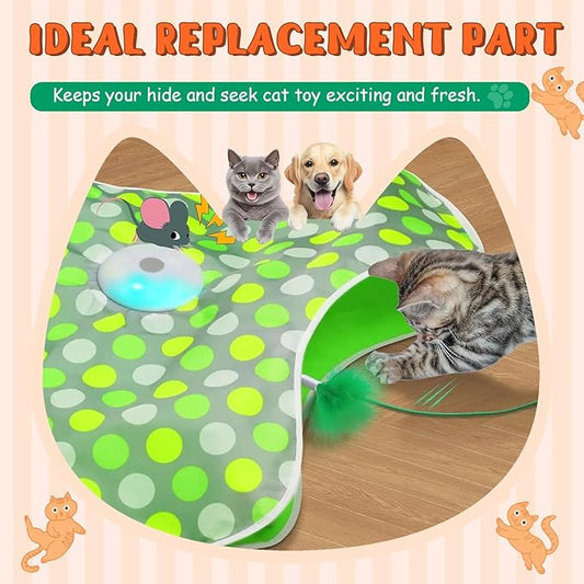 Abbylike 6 Pack Hide and Seek Cat Toy Feather Wands Replacement Compatible with Electronic Cat Toy, Interactive Feather Wand Refills Accessories, Kitten Wand Attachment Toys Only, (Orange, Green)