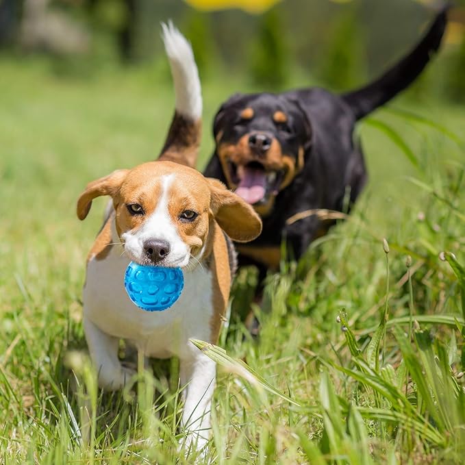 PJDH 3'' Squeaky Dog Toy Balls for Lagre Medium Breed, Indestructible Dog Balls for Playing, Fetching & Retrieving, Durable Aggressive Chewers, 2 PCS Green