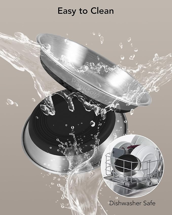 Stainless Steel Cat Bowls 4PCS, Non-Slip cat Food Dishes, Metal Pet Food and Water Bowls, Whisker Friendly with Wide and Shallow Design, 6.3'' Wide, 0.7mm Thick Steel, Ideal Pet Dish (4PC-6.3in)