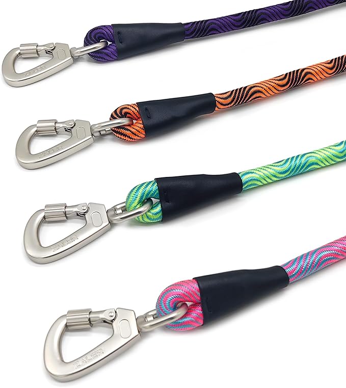 ZALER Short Dog Leash, 26 Inches Rope Traffic Leashes for Dogs, Reflective Dog Lead with O-Ring, Heavy Duty Pet Leash for Large and Medium Dogs (26'' Blue Green)