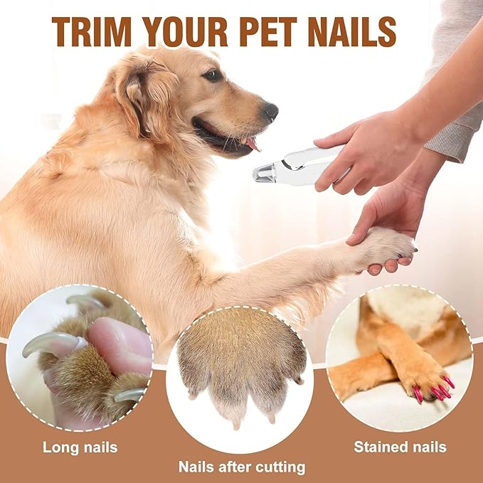 2-in-1 Dog Nail Grinder &Dog Nail Clippers with Light,Cat Nail Clippers ,Ultra-Quiet, USB Rechargeable, Multiple Grinding Methods, and Splash Guard for Large Medium Small Dogs Cats Pets(Pink)