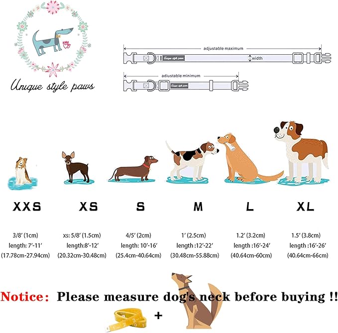 Unique style paws Cotton Dog Collar with Bow Puppy Collar with Green Flower for Small Medium Large Boys Girls Dogs