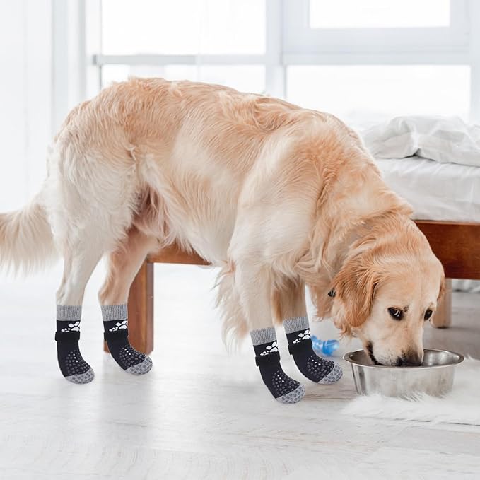 SCENEREAL Anti Slip Dog Sock to Prevent Licking Paws for Hardwood Floors, Boots & Paw Protector Shoes for Hot/Cold Pavement with Grippers, Double Sides Grips for Small Medium Large Senior Dogs, XS