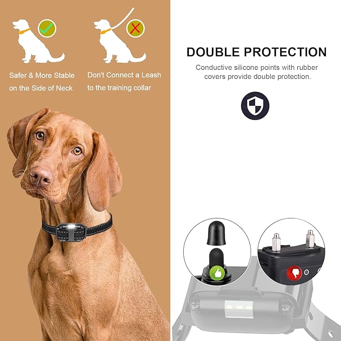 Heaflex Electric Dog Training Collar with Remote 1640FT, E-Shock, Safe Training Modes, Rechargeable IP67 Waterproof Collars for 1 Dog (Black)
