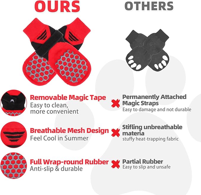 KOOLTAIL Dog Socks for Hot/Cold Pavement, Breathable & Warm Dog Socks to Prevent Licking Paws, Non Slip Pet Boots & Paw Protectors for Hardwood Floor,Grippy Shoes for Medium Senior Dogs