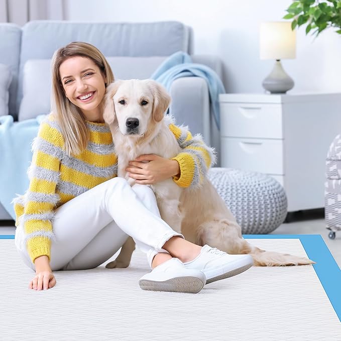 JollyMate 28"x34" Dog Pee Pads Extra Large, 30 Pack X-Large Super Absorbent Pet Pee Pads with Adhesive Tabs, 6 Layers Thick Leak-Proof Potty Pads for Dogs and Puppies