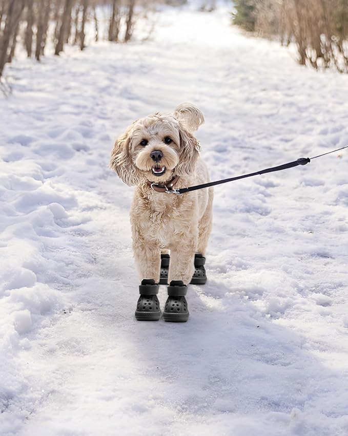 Dog Boots for Hot Pavement & Snow – Waterproof Non-Slip Dog Shoes with Reflective Straps, Adjustable Easy-On Pet Booties for Small Medium Large Dogs, Outdoor Paw Protection, 4Pcs