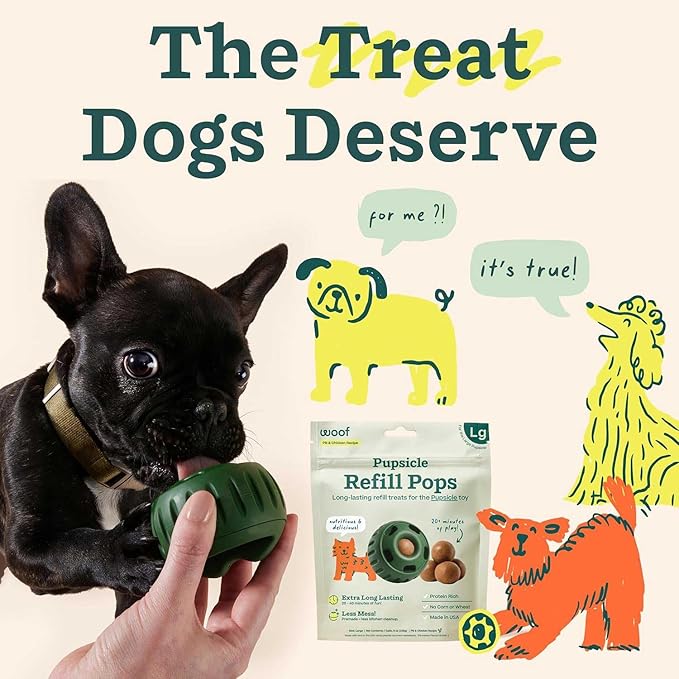 WOOF Pupsicle Refill Pops, Delicious Long Lasting Dog Treats, Pre-Made Pupsicle Refills for Dogs, Wholesome Ingredients, Low-Mess Chicken Pet Treats - XL Pops - 5 Count