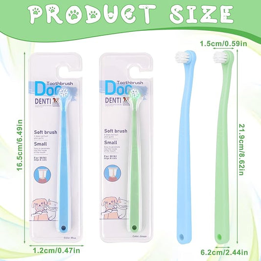 2 PCS Small Head Cat Tooth Brush, Small Dog and Cat Toothbrush Kit, Mini Head Soft Deep Teeth Cleaning Brushes for Puppy Kitten Tiny Pets