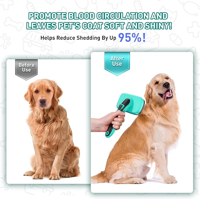 6 PCS Self Cleaning Slicker Brush & Undercoat Rake & Bath Brush & Flea Comb & Pet Comb & Steam Brush for Dogs and Cats,Professional Deshedding Dematting Tool for Long and Short Haired Pets