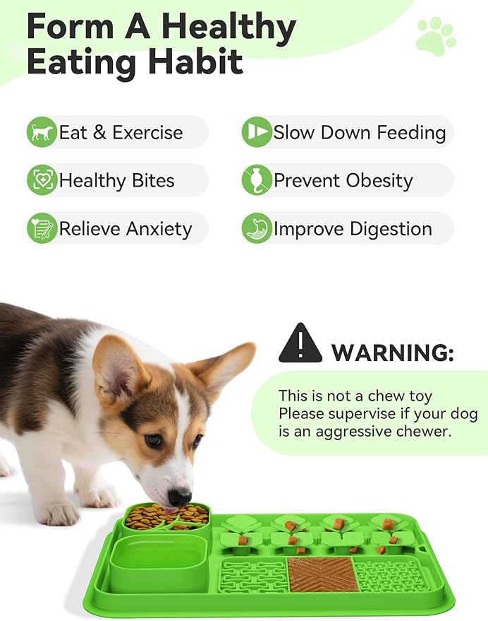 Lick Mat for Dogs,Slow Feeder Bowl for Dogs and Cats, Silicone Lick Mat & Snuffle Mat - Interactive Puzzle Feeder to Slow Eating and Keep Busy, Reduce Vomiting and Relieve Boredom