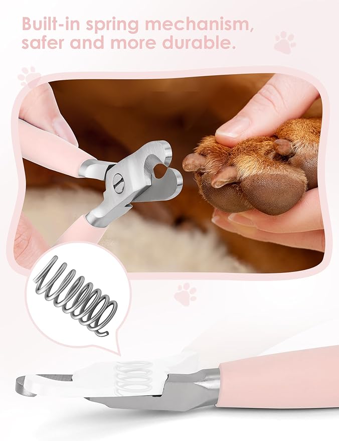 Heavy Duty Dog Nail Clippers -【Cuts Thick Nails Like Butter】【Upgraded Large Opening】 Professional Toenail Trimmer Razor Sharp Blade for Medium to Giant Breed (Pink)