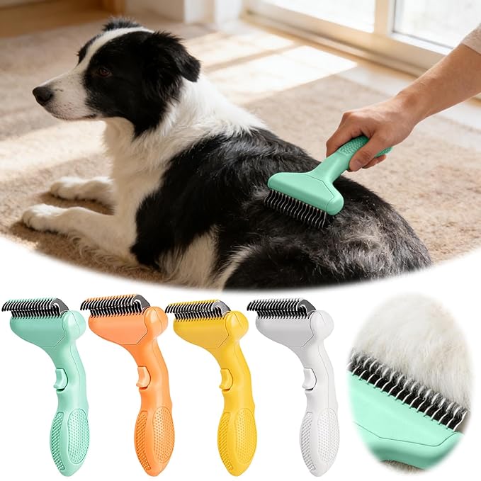 2026 Upgrade Cat Grooming Brush Self Cleaning, Self Cleaning Slicker Brush Small for Dog & Cat, Pet Grooming Deshedding Tool for Detangling & Dematting Long, Easy To Clean Loose Undercoat (Orange#B)