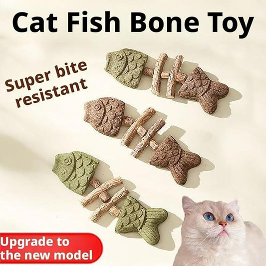 3PCS Creative Fish Bone Cat Toy, Fix Cat Dental Health, Natural Dental Chew Toy for Cats, Fishbone Shape Cat Teething, CatChew with Catnip, Durable Feline Tooth Care Tool