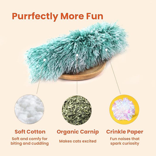 Petinstinct 3 Pack Cat Pillow Toys with Catnip, Soft Plush Crinkle Cat Kicker Toys, Interactive Indoor Kitten Chew Toys for Kitty Exercise, Catnip Toys, Promotes Self Play