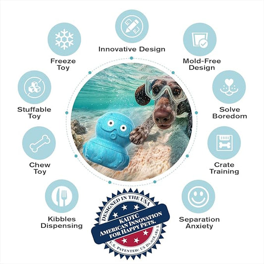 KADTC 3 in 1 Large-Size Octopus Durable Dog Fillable & Frozen Lick Treat Toy No-Transfer Freeze & Play,Long-Lasting Ultimate Boredom Buster, Kibble Dispenser Food Ball & Tough Dogs Chew Toys BPA-Free