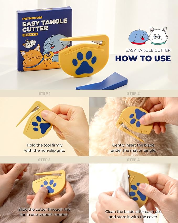 PETHROOM Healing Slicker Brush & Matt Splitter – Gentle Detangling & Shedding Control for Dogs & Cats, 306 Bristles, One-Touch Hair Removal & Safe Dematting Blade for Tangle-Free Grooming