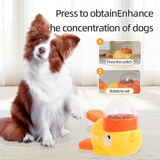Duck Cat Treat Dispenser, 2-in-1 Interactive Toy & Slow Feeder, Adjustable Food Openings with Non-Slip Suction Base, Feeder Puzzle Toy for Dogs & Cats