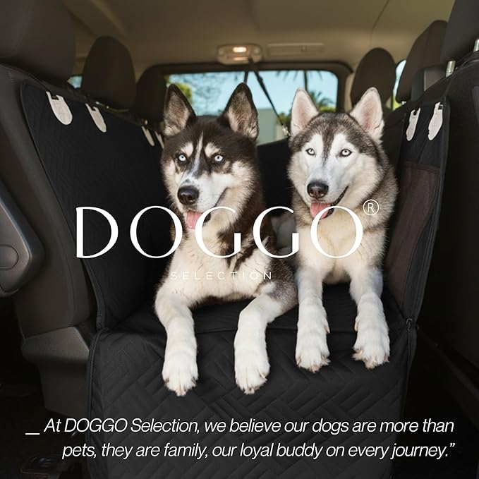 DOGGO Selection – Back Seat Pet Cover for Dogs, Premium Dog Hammock for Car with Hard Bottom | XL, Waterproof & Washable | Dog Car Seat Cover for Large | Fits Large SUV, Trucks (Black)