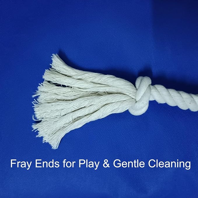 GOGOTAIL Heavy-Duty 51" White Cotton Rope Dog Toy – 6-Knot Tug & Dental Chew with Loop – Durable, Washable, Natural & Safe for Medium & Large Dogs – Indoor & Outdoor Play