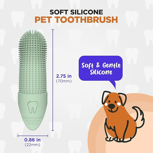 Jack & Milo Soft Silicone Finger Toothbrush for Dogs – Gentle & Effective Oral Care for Small Dogs, Puppies & Cats – Long-Lasting & Easy to Use – Blue – Ideal for Baby Pets