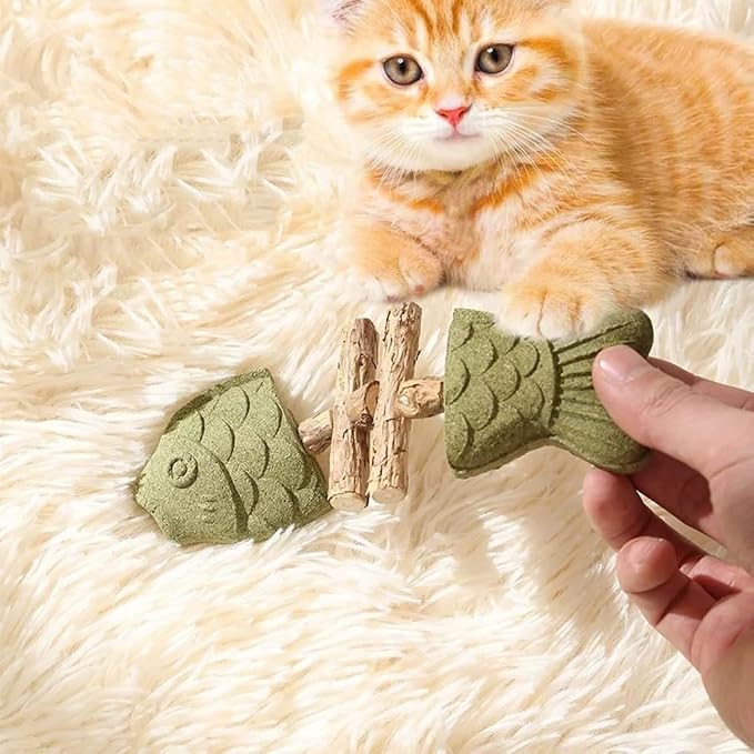 3PCS Creative Fish Bone Cat Toy, Fix Cat Dental Health, Natural Dental Chew Toy for Cats, Fishbone Shape Cat Teething, CatChew with Catnip, Durable Feline Tooth Care Tool