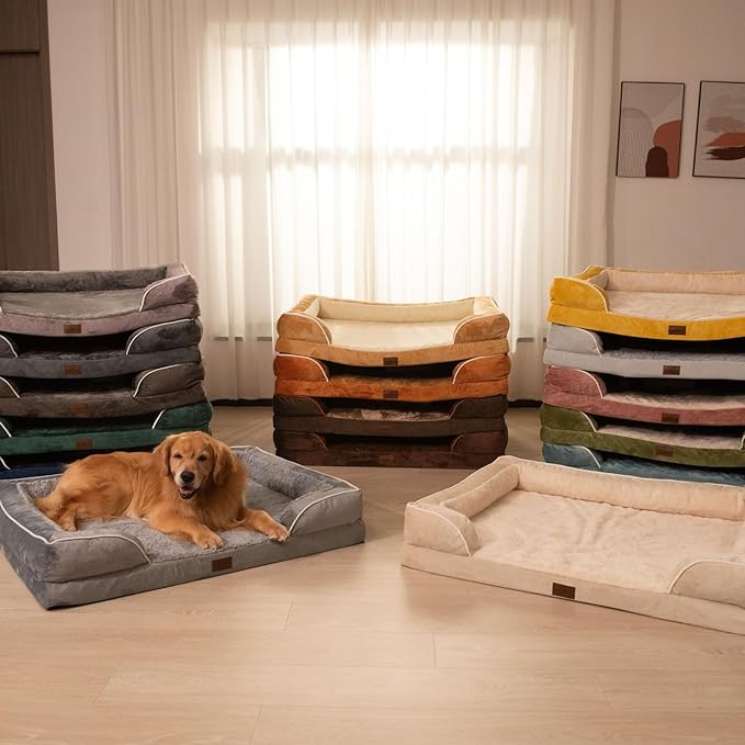 Comfort Expression Orthopedic Dog Bed for Small Dogs 24x16 Inch, Waterproof Supportive Egg Crate Foam Small Pet Bed with Removable Bolsters, Dog Couch with Washable Cover & Non-Slip Bottom, Grey