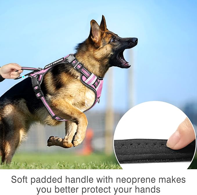 WINSEE Service Dog Vest No Pull Dog Harness with 7 Dog Patches, Reflective Pet Harness with Durable Soft Padded Handle for Training Small, Medium, Large, and Extra-Large Dogs (Small, Pink)