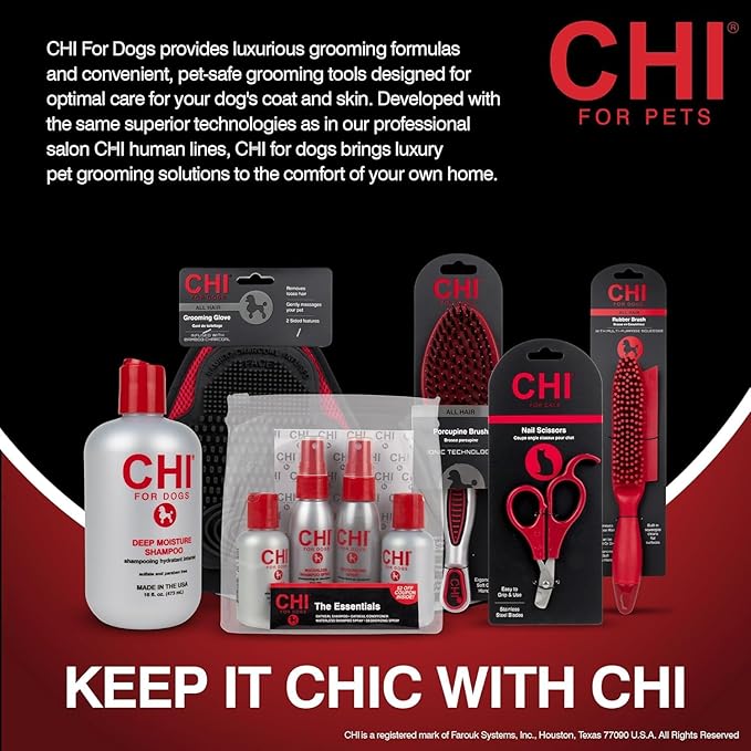 CHI for Dogs Double-Sided Shedding Rake and Blade - Best Grooming Tool for All Hair Types - Safe Dematting and Deshedding Brush for Dogs - Pet Hair Removal Essential - 3 Count