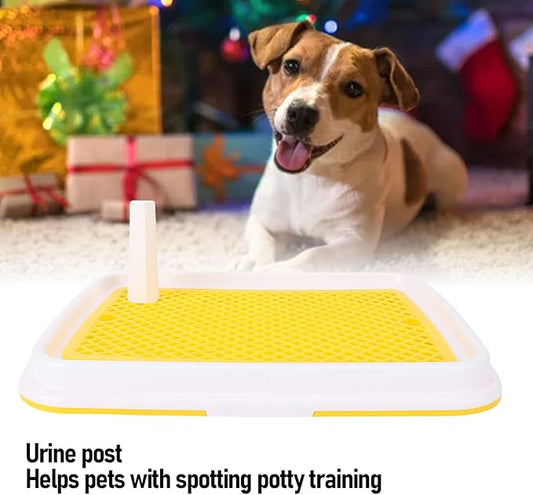 Pee Pad Holder for Dog,with Grate Odor Proof Easy to Clean Plastic Pee Pad Pet Potty Tray for Small Dogs (Yellow)