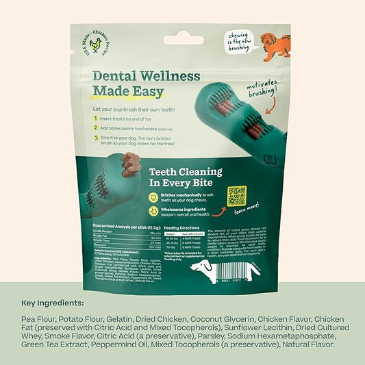 WOOF - Bite n' Brush Refills for The Dog Toothbrush Toy - Scrub Plaque and Tartar from Your Dog's Teeth and Mouth - Dog Dental Chew Toy Treats - Approximately 16 Refills