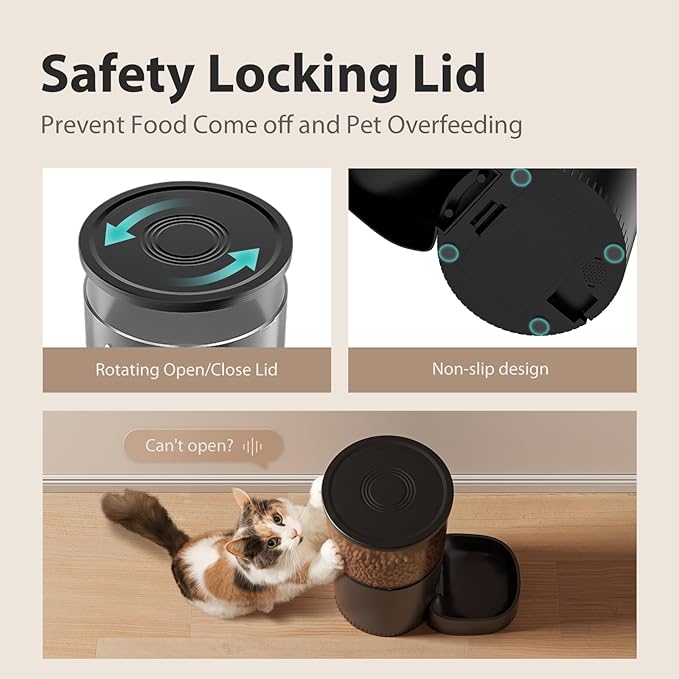 Automatic Cat Feeder with Camera and Water Fountain, 1080P HD AI Pet Recognition, APP Remote Control, Timed Food Dispenser, Two-Way Audio, Night Vision Function, 3L Fountains for Drinking with Filter