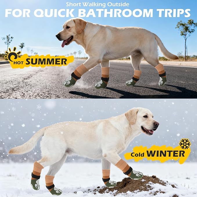 EXPAWLORER Anti Slip Dog Socks to Prevent Licking Paws, Dog Shoes for Cold Winter, Dog Booties for Hardwood Floors, Dog Boots & Paw Protectors with Grippers for Small Medium Large Senior Dogs S