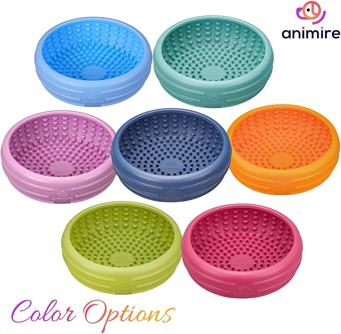 Dog Lick Bowl, Animire Freeze Lick Mat for Dogs, Non-Slip Slow Feeder Licking Bowl Enrichment Treat for Distraction Anxiety Relief, Food Grade Silicone, Dishwasher Safe(Pastel Purple,L)