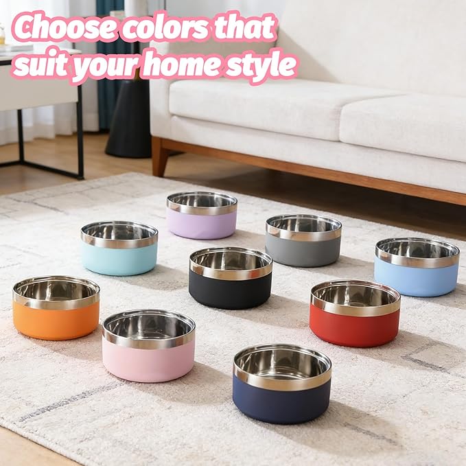 Personalized Dog Bowl with Name, Laser Engraved Stainless Steel Custom Dog Bowl, Durable Double Layer Anti-Slip Design Pet Water Bowl, for Pets