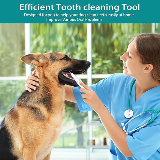 Plaque Remover for Teeth, Pet Ultrasonic Cleaner, Dog Plaque and Tartar Remover with LED Light, Dog Teeth Cleaning Dental Care Kit for Tartar and Stains, Suitable for Dogs and Cats (White)