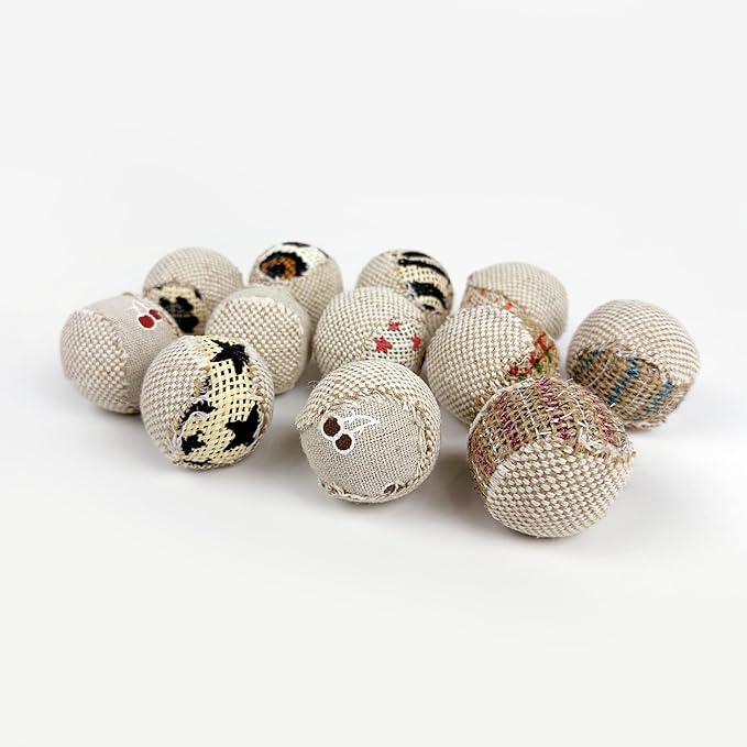TTcat Canvas Cat Toys Balls Interactive Toys for Indoor Cats and Kitten,12 Pack.