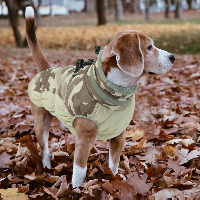 Lelepet Warm Dog Winter Coat Dog Coats for Extra Large Dogs Waterproof Dogs Jacket with Harness Built in Reflective Cold Weather Coats Windproof Zip-Up Winter Fleece Vest Snowsuit Great Dane 3XL