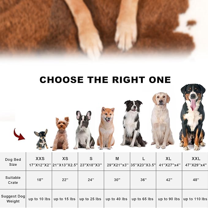 Bedfolks Waterproof Crate Bed, Plush Washable Cover, Faux Fur Pad for XXL Dogs, Fluffy Kennel Bed 47"x29", Cow Print