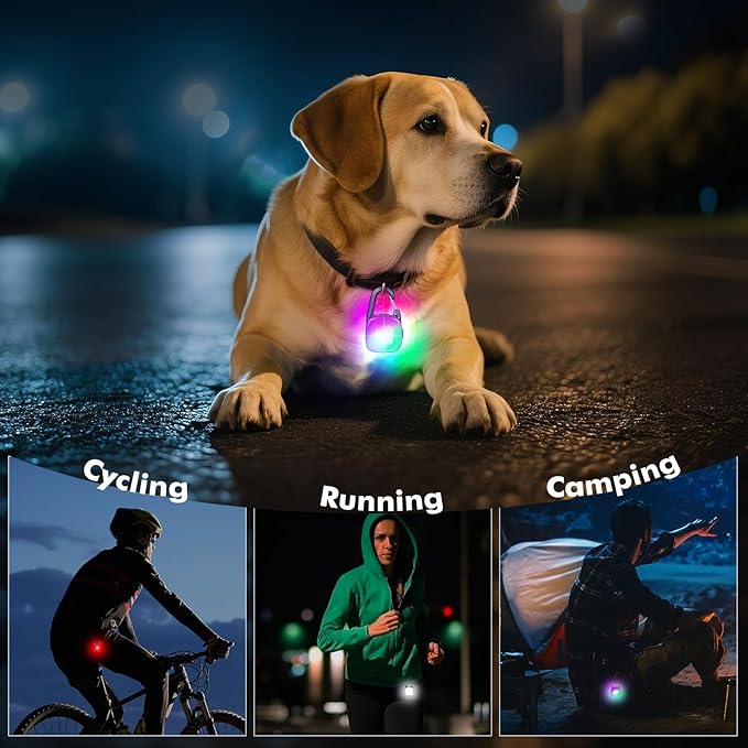 Dog Lights for Night Walking,2 Pack LED Rechargeable Safety Dog Collar Light Clip On with 4 Modes,IP68 Waterproof for Night Walking,Camping,Running, Hiking, Cycling