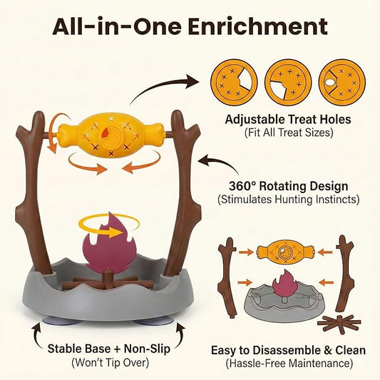 Grilled Fish Cat Treat Dispenser Interactive Cat Puzzle Feeder Toy Slow Feeder Bowl Indoor Cats & Kittens Boredom Relief