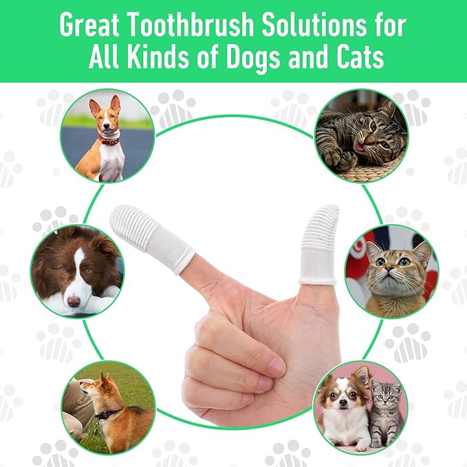 YUIANLB 30 Pcs Pet Dental Care Kit Finger Toothbrush Oral Cleaning Wipes Soft Washable Fabric Freshens Breath Reduces Plaque Tartar Complete Oral Hygiene Set for Puppies Kittens at Home