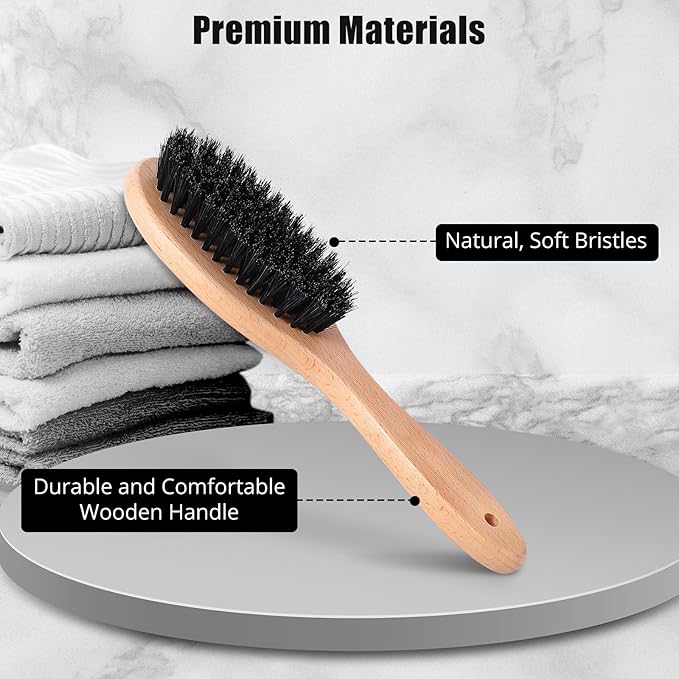 Boar Bristle Cat Brush with Wooden Handle, Soft and Gentle, Reduce Shedding, Make Coat Soft, Smooth and Shinny, Daily Grooming Tool for Short Haired Cats, Kitten