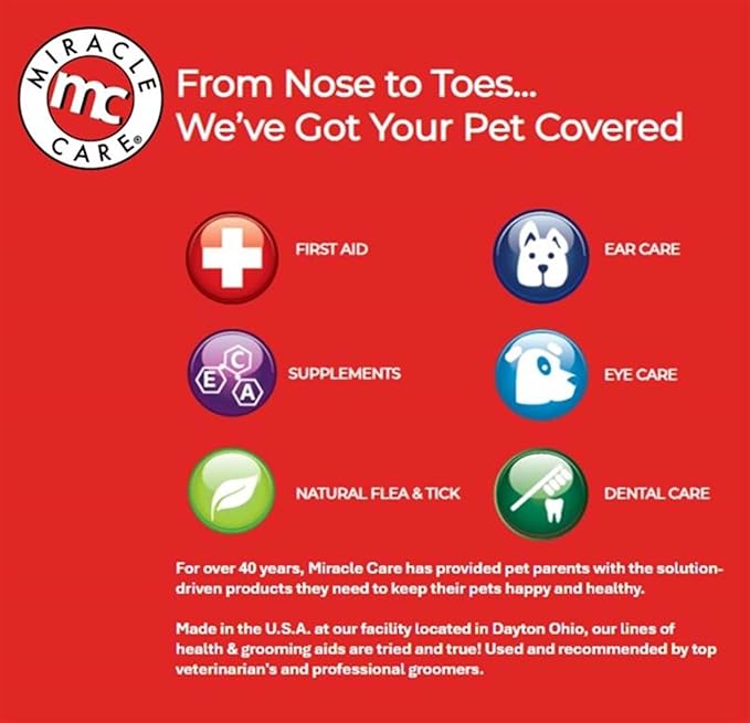 Miracle Care Sterile Eye Wash for Dogs and Cats, 4 Ounce, Soothing and Non Stinging Eye Drops to Remove Debris