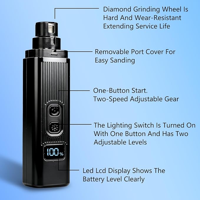 2026 New Cat Nail Trimmer - 2 Adjustable Speeds, 360° Grinding, Ultra Quiet Under 40dB, Safe Powerful Pet Nail Grooming Tool for All Cats & Dogs (Black)