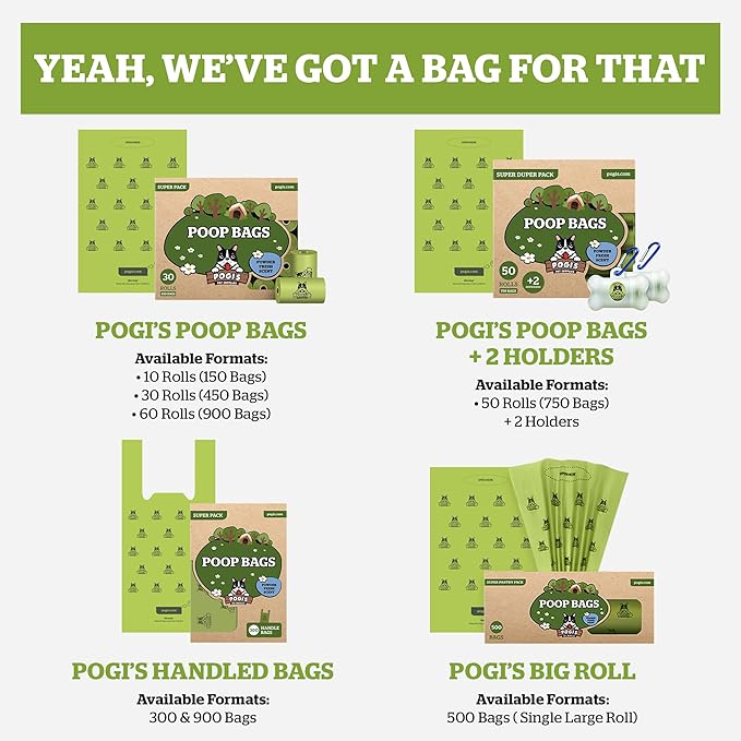 Pogi’s Dog Poop Bags – Leak-Proof & Extra Thick Pet Waste Bags (Fresh Scent, 10 Rolls, 150-Count)
